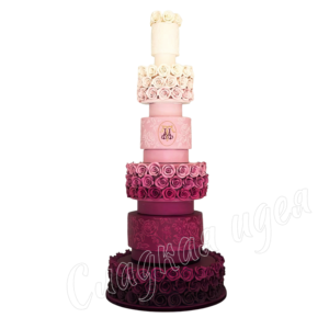 Свадебный торт «Розовое омбре»
